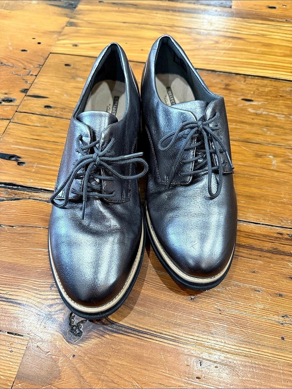 Clarks Collection Cushion Soft Leather Lace-Up Oxfords Black US 9